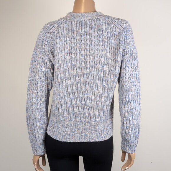 Madewell Speckled Ribbed Cardigan Sweater Slouchy Grandpa Buttoned Vneck Rainbow - Picture 8 of 12